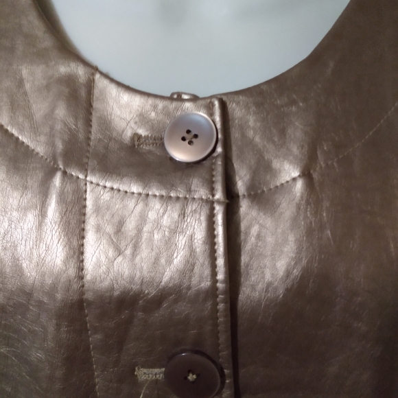 Rose gold lame faux leather jacket - Picture 2 of 10
